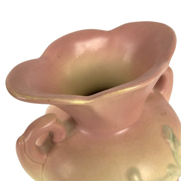 Vintage Hull Art Pottery Vase Magnolia Matte Pink Yellow Green USA Made - Picture 6 of 9